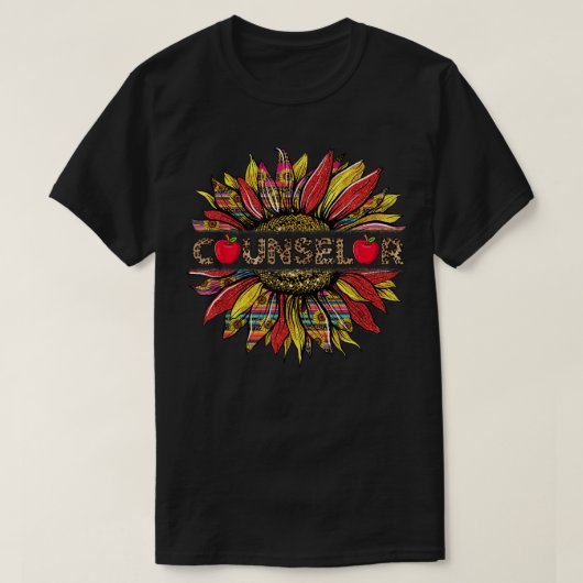 Leopard Sunflower Counselor Appreciation Back to S T-shirt (Design voorkant)
