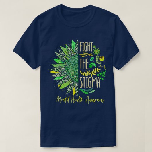 Leopard Sunflower Fight The Stigma Mental Health A T-shirt (Design voorkant)
