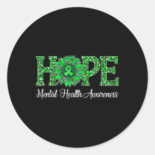 Leopard Sunflower Hope Mental Health Awareness Gre Ronde Sticker