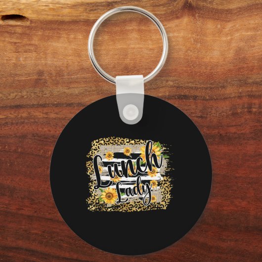 Leopard Sunflower Lunch Lady First Day Ck To Schoo Sleutelhanger (Voorkant)