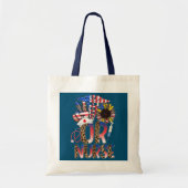 Leopard Sunflower of Nurse American Flag Funny Tote Bag (Voorkant)
