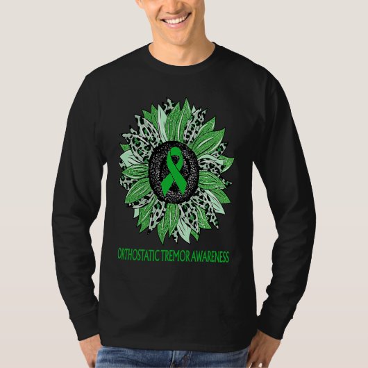 Leopard Sunflower Orthostatic Tremor Awareness Gre T-shirt (Voorkant)