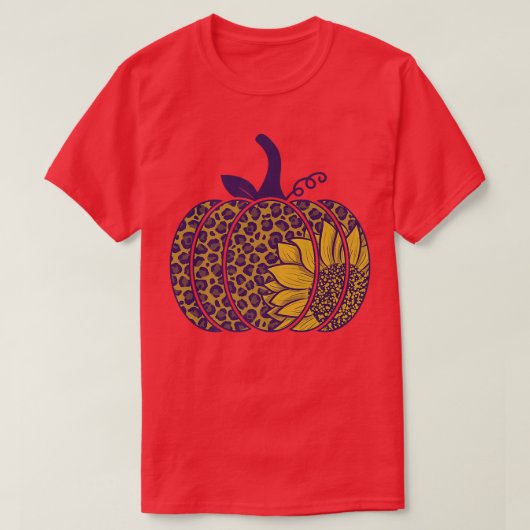 Leopard Sunflower Pumpkin Clothing Herfst Autumn P T-shirt (Design voorkant)
