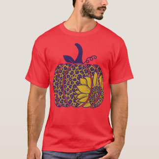 Leopard Sunflower Pumpkin Clothing Herfst Autumn P T-shirt