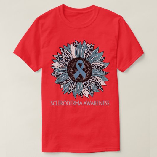 Leopard Sunflower Scleroderma Awareness Blauwgroen T-shirt (Design voorkant)