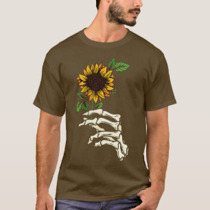 Leopard Sunflower Skeleton Hand T-Shirt
