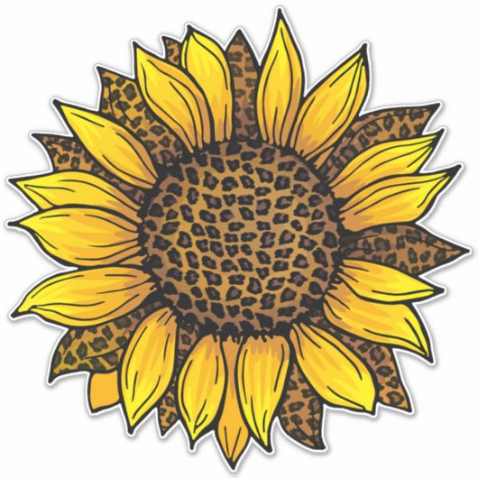 Leopard Sunflower Sticker (Voorkant)