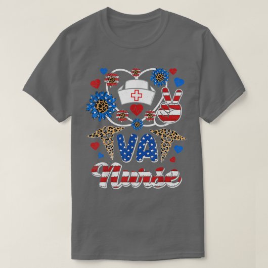 Leopard Sunflower VA Nurse American Flag Vith T-shirt (Design voorkant)