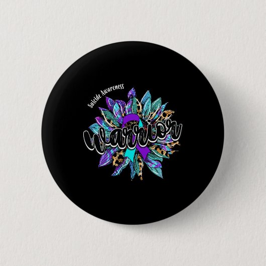 Leopard Sunflower Warrior Suicide Awareness Ronde Button 5,7 Cm (Voorkant)
