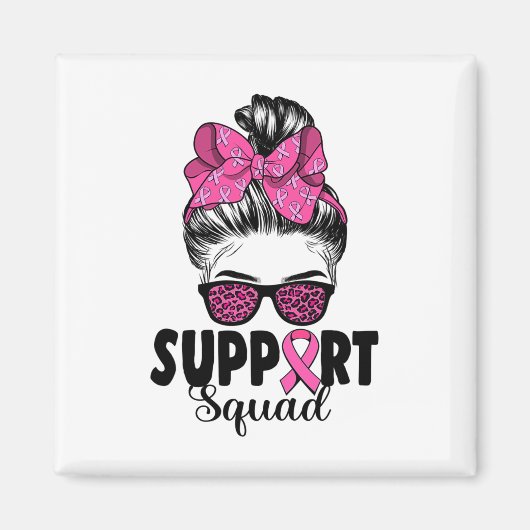 Leopard Sungles Messy Bun Support Squad Borstblik Magneet (Voorkant)