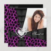 Leopard Sweet 16 16e verjaardag Foto Kaart (Voorkant / Achterkant)