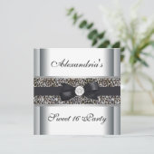 Leopard Sweet 16 verjaardagsfeestje Kaart (Staand voorkant)