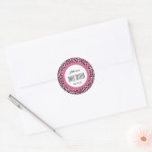 LEOPARD Sweet Sixteen 16 Aangepaste naam V05 ROZE Ronde Sticker (Envelop)