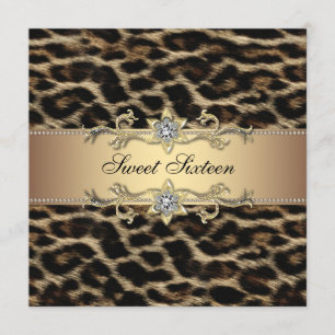 Leopard Sweet Sixteen Birthday Party Kaart