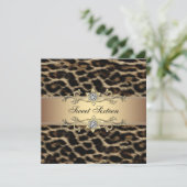 Leopard Sweet Zestien Verjaardagsfeest Kaart (Staand voorkant)