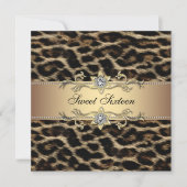 Leopard Sweet Zestien Verjaardagsfeest Kaart (Voorkant)