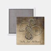 Leopard Swirl Sweet 16 vierkante magneet (Voorkant / Achterkant)