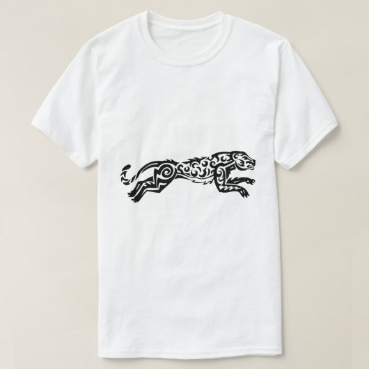 Leopard Tattoo Stijl Ontwerp Zwart Wit Design T-shirt (Design voorkant)