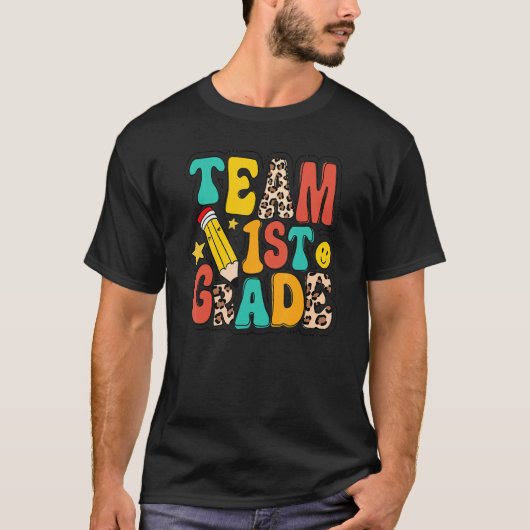 Leopard Team 1e klas potlood eerste klas terug naa T-shirt (Voorkant)