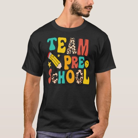 Leopard Team Preschool Potlood Pre K Leraar Terug  T-shirt (Voorkant)