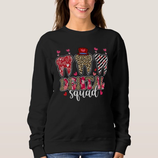 Leopard Teeth Hearts Dental Squad Valentine's Day  Trui (Voorkant)