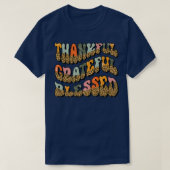 Leopard Thankful Grateful Blessed Groovy Retro Fal T-shirt (Design voorkant)