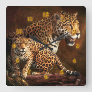 LEOPARD "The Wild Night" Vierkante Klok