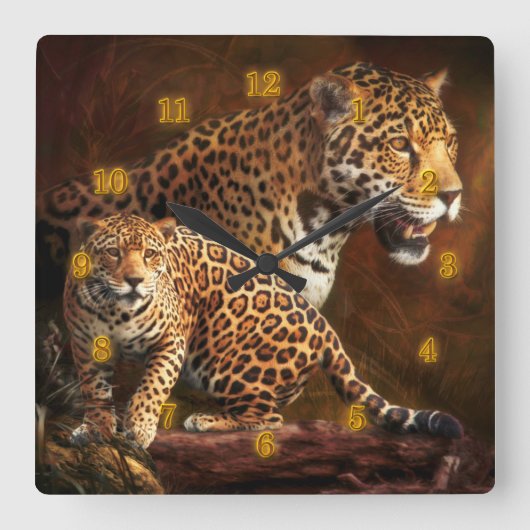 LEOPARD "The Wild Night" Vierkante Klok (Voorkant)