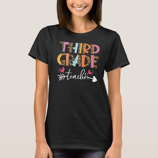Leopard Third Grade Teacher 3rd Grade Back to Scho T-shirt (Voorkant)