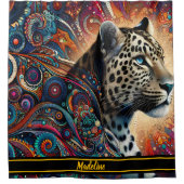 Leopard Thrill: Bold Branch en vogels Douchegordijn (Voorkant)