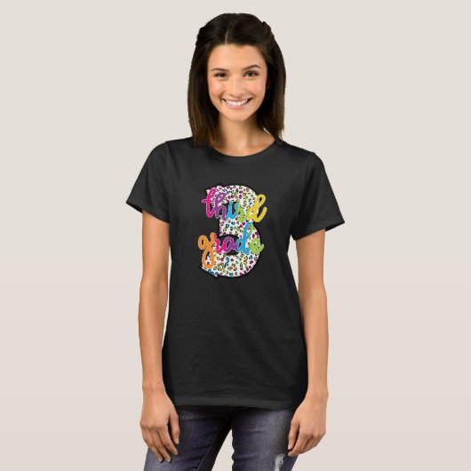 Leopard Tie Dye 3rd Grade-leraar student terug naa T-shirt (Voorkant volledig)