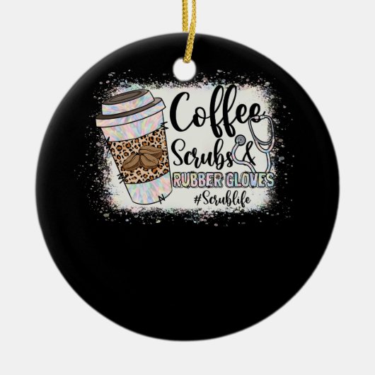 Leopard Tie Dye Coffee Scrubs Rubber Glove Scrub Keramisch Ornament (Voorkant)