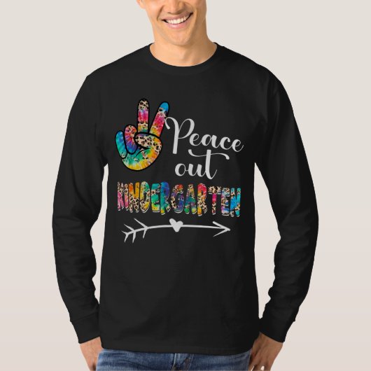 Leopard Tie Dye Peace Out Kindergarten Happy T-shirt (Voorkant)