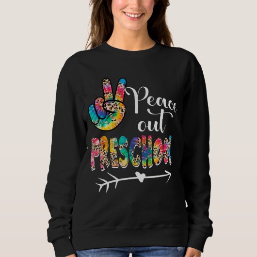 Leopard Tie Dye Peace Out Preschool Happy Day Trui (Voorkant)