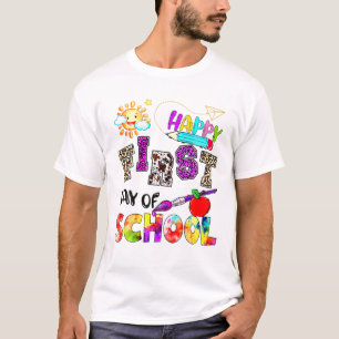 Leopard Tie Dye Pencil Happy First Day of School F T-shirt