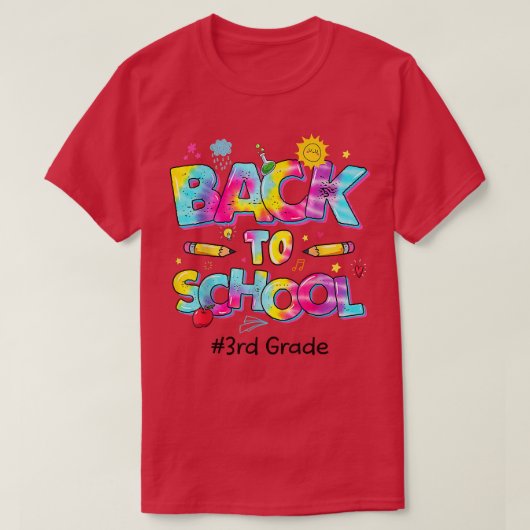Leopard Tie Dye Team 3de graad Funny Terug naar Sc T-shirt (Design voorkant)