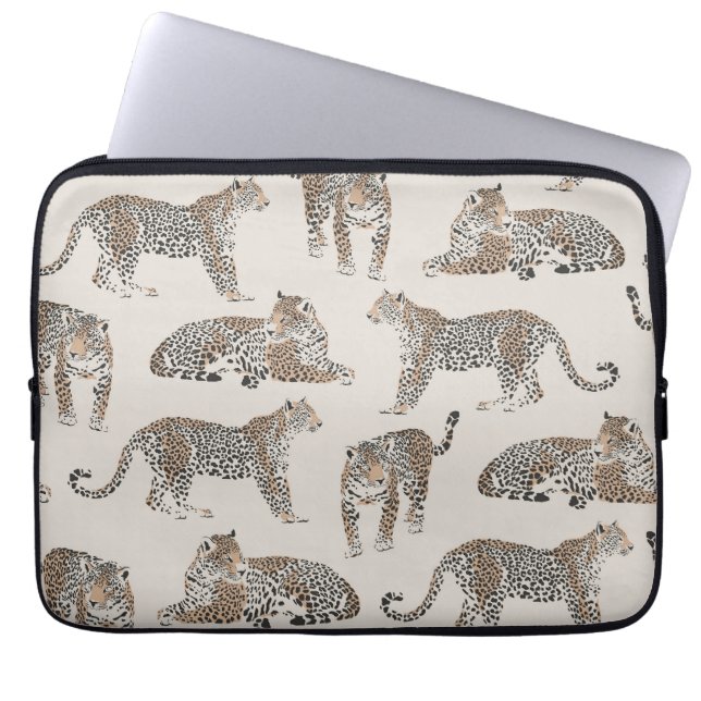 Leopard Tiger Animal Roze Modern Laptop Sleeve (Voorkant)