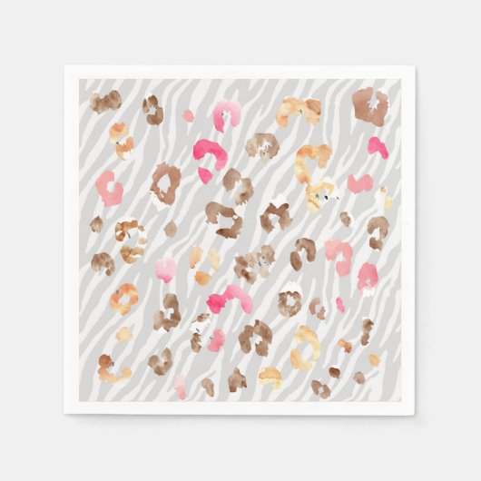 Leopard Tiger Gray Napkins Servet (Voorkant)