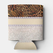 leopard tijger huidroze diamant glitter kristallen blikjeskoeler (Achterkant)