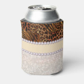 leopard tijger huidroze diamant glitter kristallen blikjeskoeler (Blikje Achterkant)