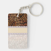 leopard tijger huidroze diamant glitter kristallen sleutelhanger (achterkant)