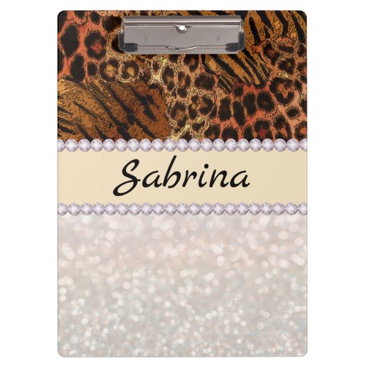 leopard tijger roze diamantklembord klembord (Voorkant)