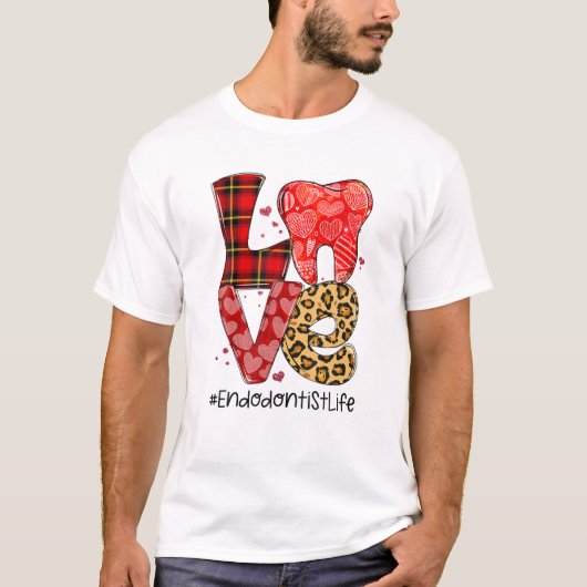 Leopard Tooth LOVE Endodontist Life Valentijnse Ch T-shirt (Voorkant)
