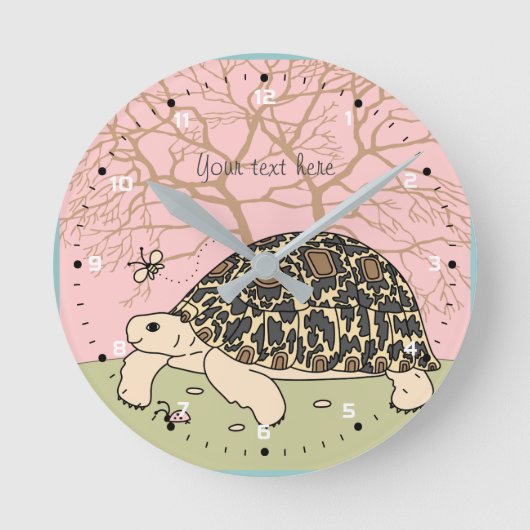  leopard Tortoise Clock Ronde Klok (Voorkant)