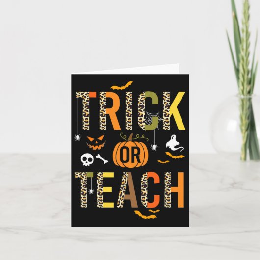 Leopard Trick of Teach Halloween School Herfst Aut Kaart (Voorkant)