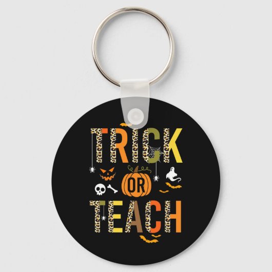 Leopard Trick of Teach Halloween School Herfst Aut Sleutelhanger (Voorkant)