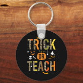 Leopard Trick of Teach Halloween School Herfst Aut Sleutelhanger (Voorkant)