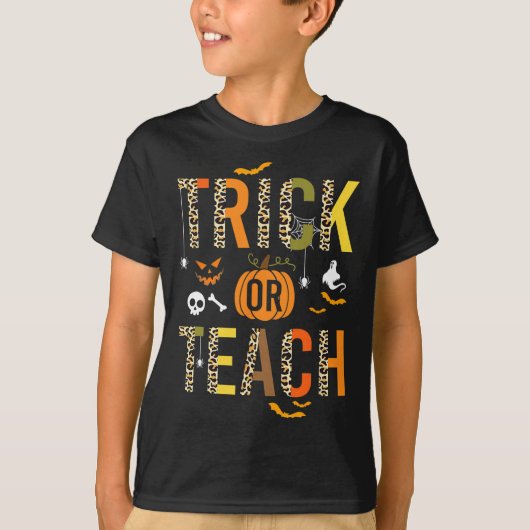 Leopard Trick of Teach Halloween School Herfst Aut T-shirt (Voorkant)
