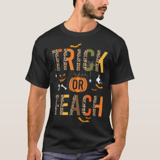 Leopard Trick Or Teach Halloween Teacher Costume W T-shirt