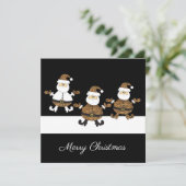 Leopard Triple Santa Snow On Black Illustration (Staand voorkant)